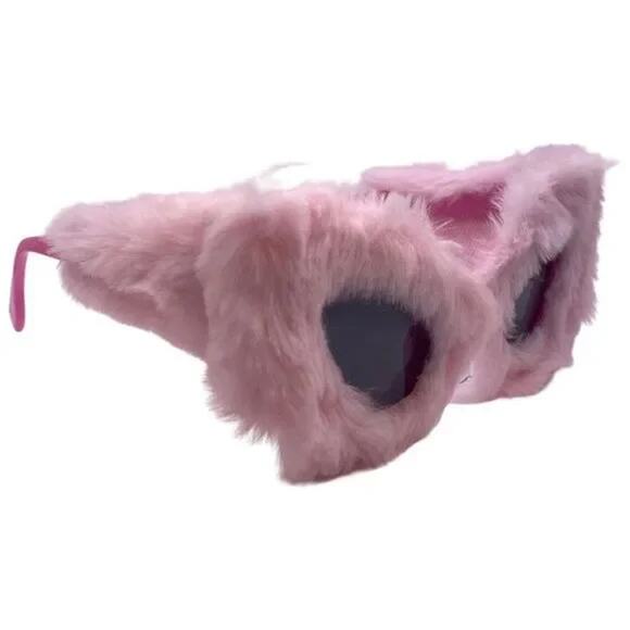 6173 | Pink Fuzzy Cateye Novelty Sunglasses - Picture 2 of 5